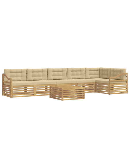 Set di divani da esterno 7 pcs Bianco e Beige Poliestere