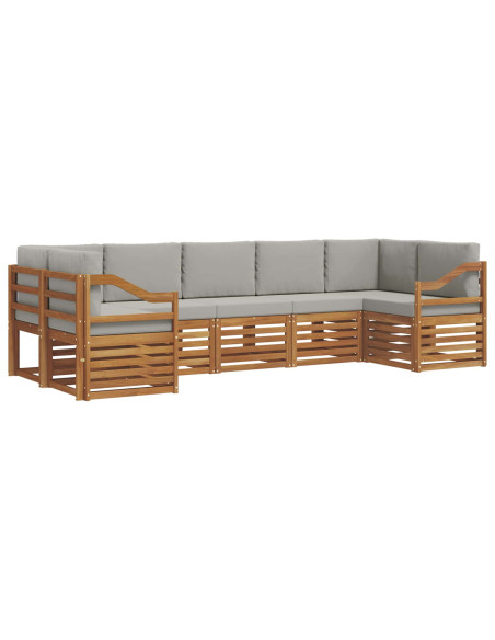 Set divani con cuscino 7 pcs Grigio Naturale e Chiaro