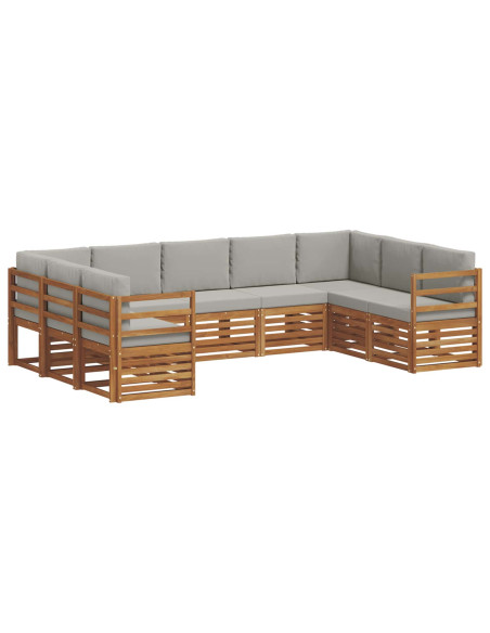 Set divani con cuscino 9 pcs Grigio Naturale e Chiaro
