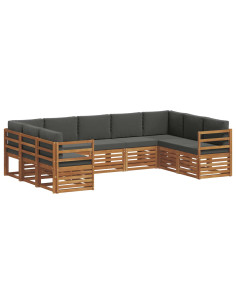Set divani 9 pcs Naturale e Antracite Legno di Acacia Massello 2