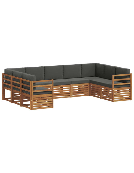 Set divani 9 pcs Naturale e Antracite Legno di Acacia Massello