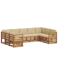 Set divani 9 pcs Naturale e Beige Legno di Acacia Massello 2