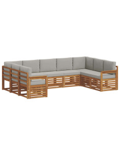 Set divani con cuscino 9 pcs Grigio Naturale e Chiaro 2