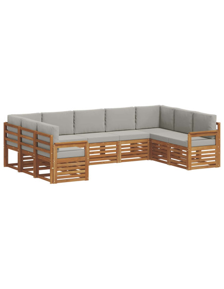 Set divani con cuscino 9 pcs Grigio Naturale e Chiaro