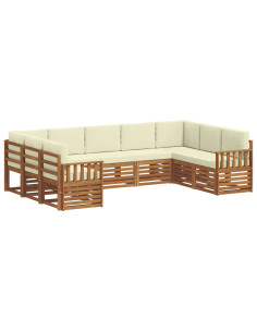 Set divani 9 pcs Naturale e Crema Legno di Acacia Massello 2