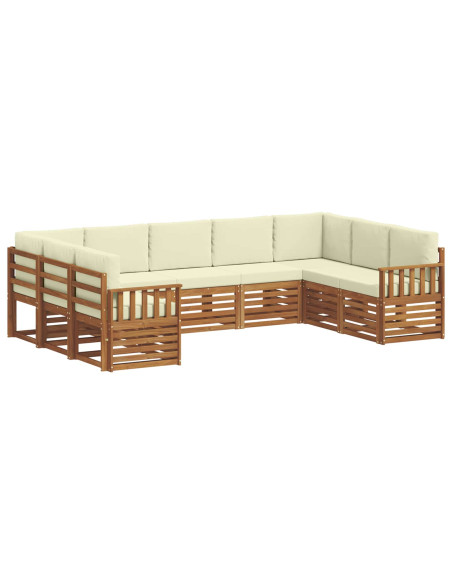Set divani 9 pcs Naturale e Crema Legno di Acacia Massello