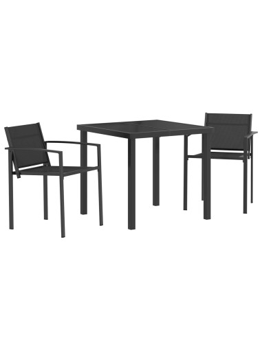 Set di Mobili da Esterno 3 pcs Nero e antracite 80 x 80 x 73 cm