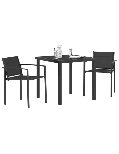Set di Mobili da Esterno 3 pcs Nero e antracite 80 x 80 x 73 cm
