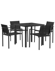 Set di Mobili da Esterno 5 pcs Nero e antracite 80 x 80 x 73 cm 2