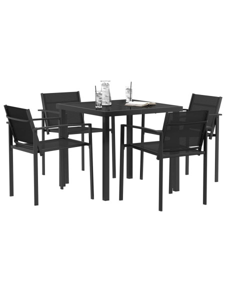 Set di Mobili da Esterno 5 pcs Nero e antracite 80 x 80 x 73 cm
