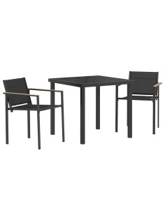 Set di Mobili da Esterno 3 pcs Nero e antracite 80 x 80 x 73 cm 2