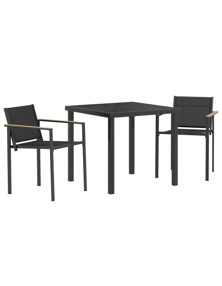 Set di Mobili da Esterno 3 pcs Nero e antracite 80 x 80 x 73 cm