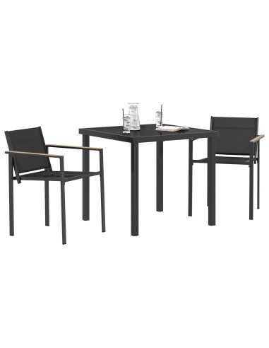 Set di Mobili da Esterno 3 pcs Nero e antracite 80 x 80 x 73 cm