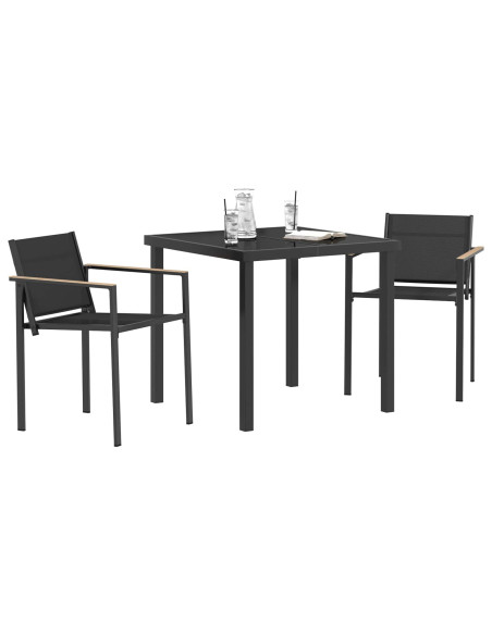 Set di Mobili da Esterno 3 pcs Nero e antracite 80 x 80 x 73 cm