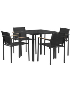Set di Mobili da Esterno 5 pcs Nero e antracite 80 x 80 x 73 cm 2