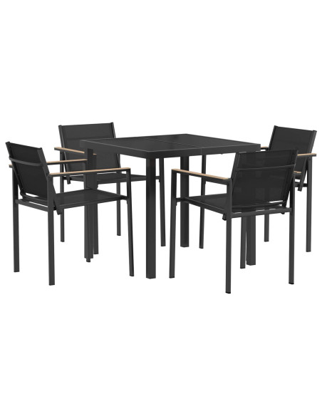 Set di Mobili da Esterno 5 pcs Nero e antracite 80 x 80 x 73 cm