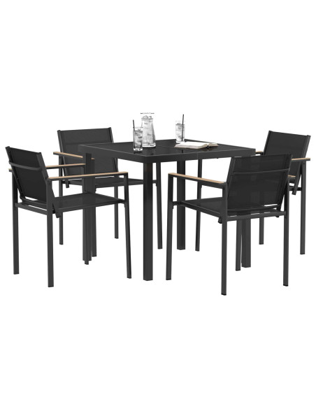 Set di Mobili da Esterno 5 pcs Nero e antracite 80 x 80 x 73 cm