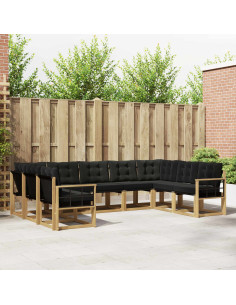 Set di divani da esterno con cuscino 9 pcs Bianco e Nero