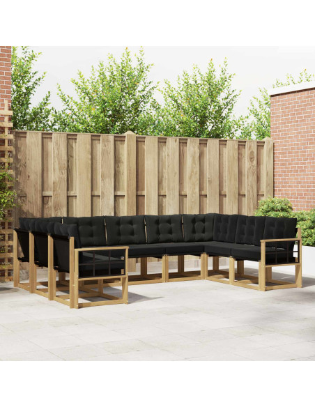 Set di divani da esterno con cuscino 9 pcs Bianco e Nero