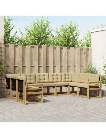 Set di divani da esterno con cuscino 9 pcs Bianco e Beige