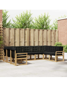 Set di divani da esterno con cuscino 9 pcs Bianco e Nero