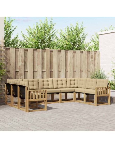 Set di divani da esterno con cuscino 9 pcs Bianco e Beige