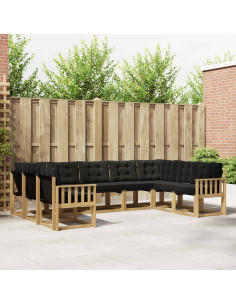 Set di divani da esterno con cuscino 9 pcs Bianco e Nero