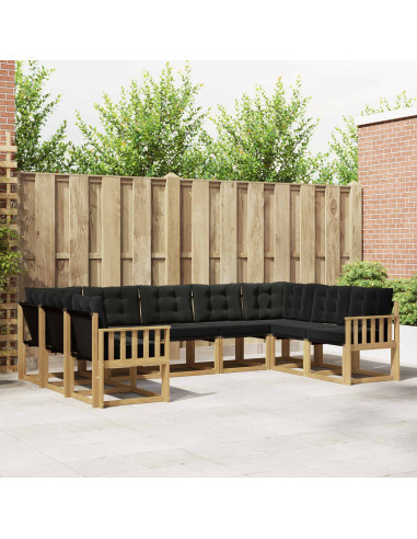 Set di divani da esterno con cuscino 9 pcs Bianco e Nero