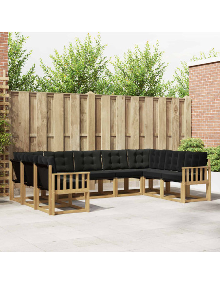 Set di divani da esterno con cuscino 9 pcs Bianco e Nero