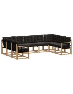 Set di divani da esterno con cuscino 9 pcs Bianco e Nero 2