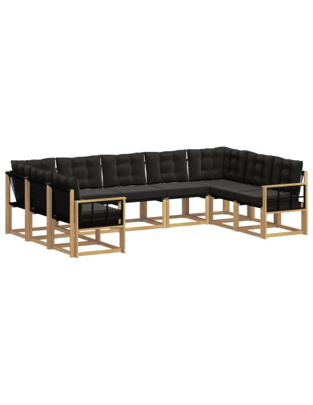 Set di divani da esterno con cuscino 9 pcs Bianco e Nero