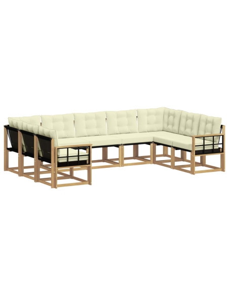 Set di divani da esterno con cuscino 9 pcs Bianco e Crema