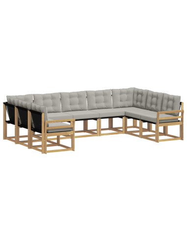 Set di divani da esterno 9 pcs Bianco e Grigio Chiaro