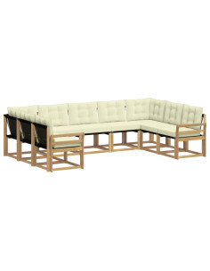 Set di divani da esterno con cuscino 9 pcs Bianco e Crema 2