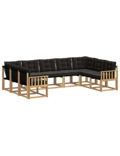 Set di divani da esterno con cuscino 9 pcs Bianco e Nero 2