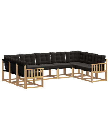 Set di divani da esterno con cuscino 9 pcs Bianco e Nero