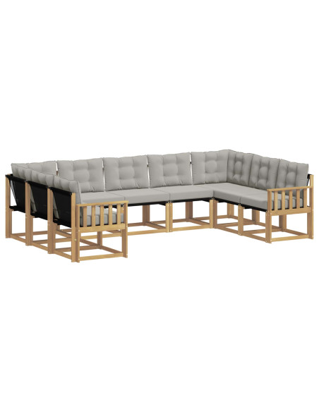 Set di divani da esterno 9 pcs Bianco e Grigio Chiaro