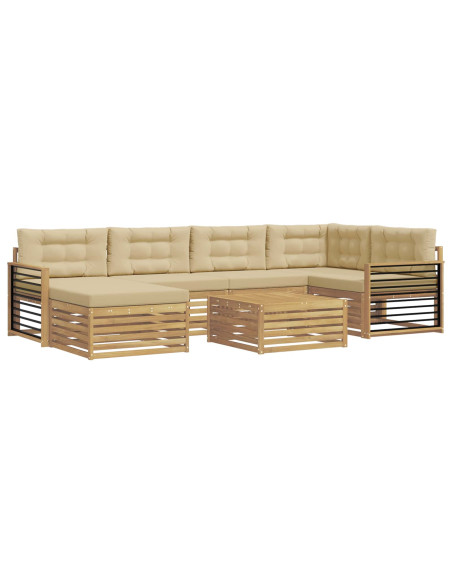 Set di divani da esterno con cuscino 7 pcs Bianco e Beige