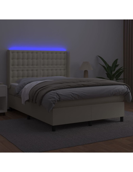 Giroletto a Molle con Materasso e LED Crema 140x200 cm