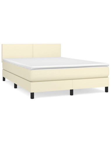 Giroletto a Molle con Materasso Crema 140x190 cm in Similpelle