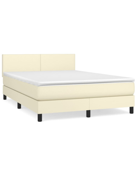 Giroletto a Molle con Materasso Crema 140x190 cm in Similpelle