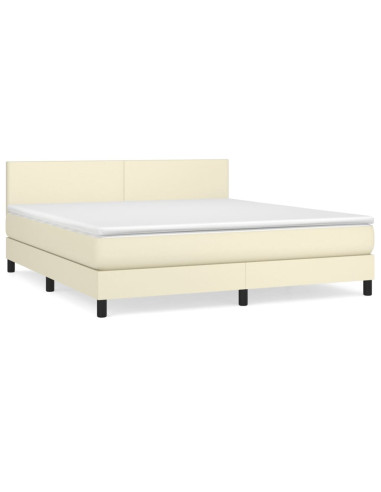 Giroletto a Molle con Materasso Crema 180x200 cm in Similpelle
