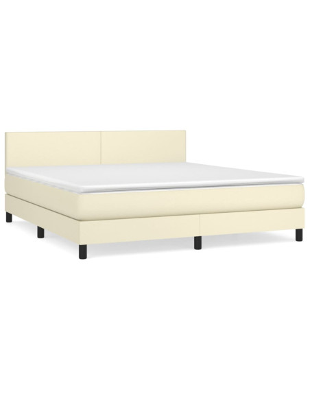 Giroletto a Molle con Materasso Crema 180x200 cm in Similpelle