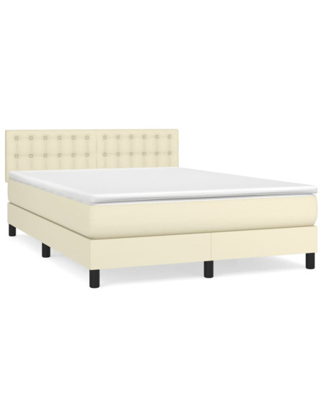Giroletto a Molle con Materasso Crema 140x190 cm in Similpelle