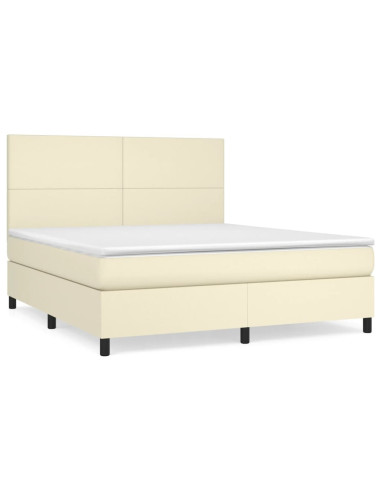 Giroletto a Molle con Materasso Crema 180x200 cm in Similpelle
