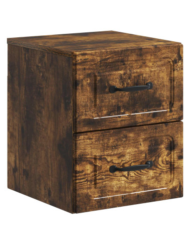 Mobiletto da notte a muro 2 pcs Rovere Fumo 34,5 x 33 x 40 cm