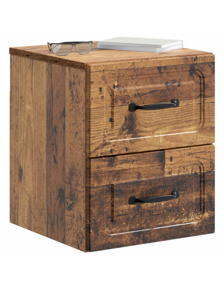 Mobiletto da notte a muro Legno antico 34,5 x 33 x 40 cm