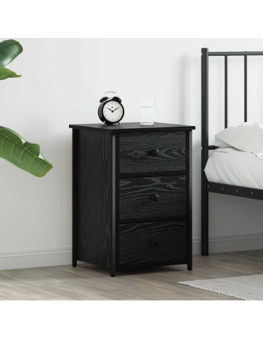 Armadio da Notte con cassetto Rovere Nero 40 x 36 x 60 cm