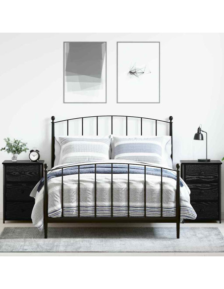 Armadio da Notte con cassetto 2 pcs Rovere Nero 40 x 36 x 60 cm