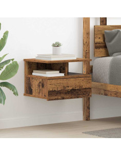 Comodino flottante con cassetto Legno vecchio 40 x 31 x 28 cm